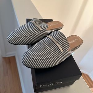 Blue stripe mules